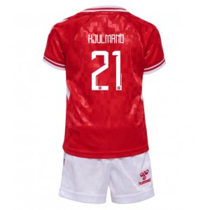 Fotbalové Dres Dánsko Morten Hjulmand #21 Dětské Domácí Oblečení ME 2024 Krátký Rukáv (+ trenýrky)